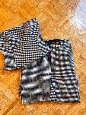 Simons Icone 2 piece Chic Plaid Set Pants and Strapless Bustier Top